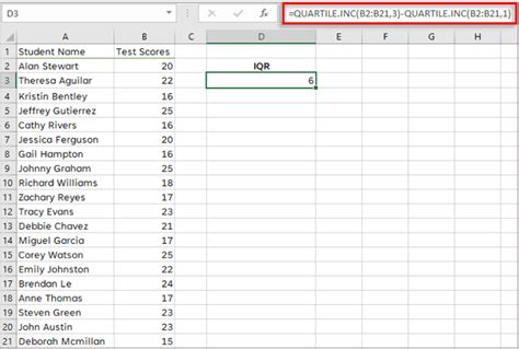 How to Calculate the Interquartile Range in Excel (Formula)