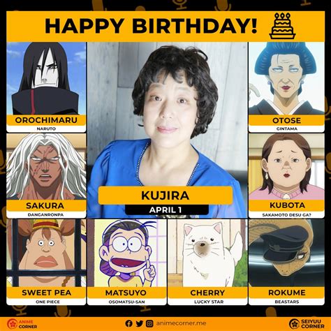 Seiyuu Corner - Happy 63rd birthday to Kujira! 🥰🎉🎂 She's...