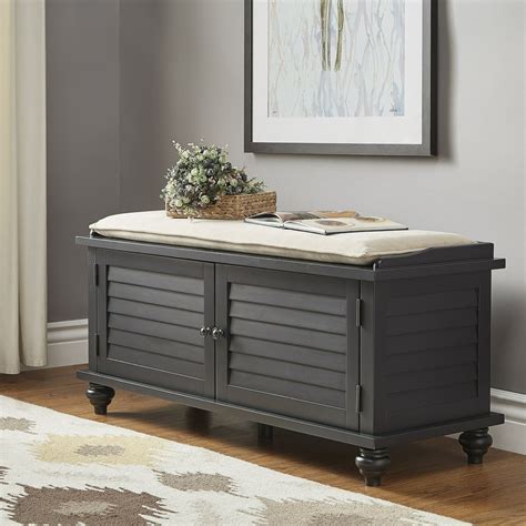 Weston Home Georgia Entryway Storage Bench with Cushion, Black ...