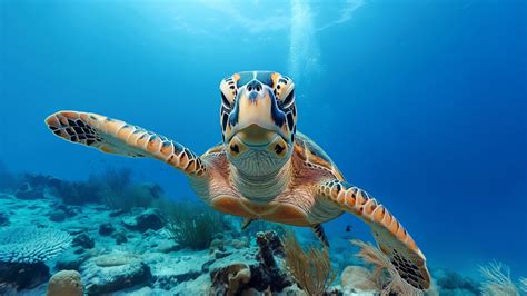 Hawksbill Sea Turtle Wallpaper (Underwater exploration, Pacific waters ...