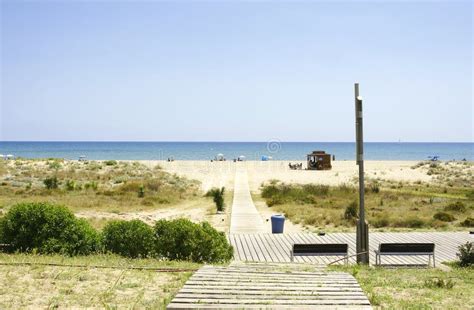 Panoramic of Castelldefels Beach, Barcelona, Catalunya Stock Image ...