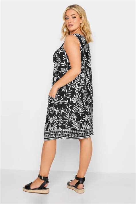 YOURS Curve Plus Size Black Floral Midi Dress | Yours Clothing