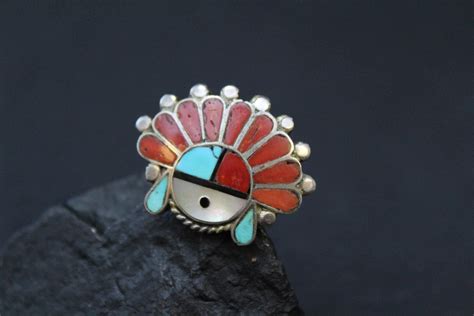 Sterling Silver Native American Zuni Sun God Ring, Sterling Zuni Ring ...