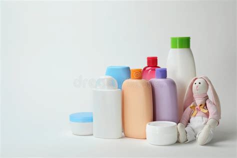 Baby Cosmetic Products and Toy on White Stock Photo - Image of liquid, isolated: 142558836