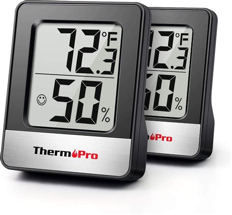 ThermoPro TP49 2 Pieces Digital Hygrometer Indoor Thermometer Humidity Meter Room Thermometer ...