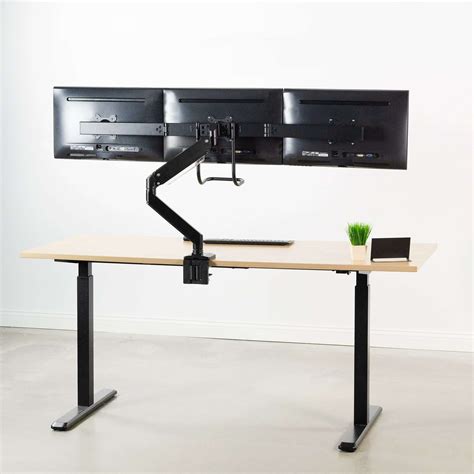 VIVO Pneumatic Arm Triple Monitor Desk Mount with Pull Handle, STAND-V101G3 Upmost Office