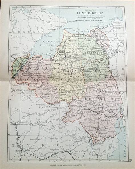 Londonderry/derry County Map Ireland Antique 1897 Ulster | Etsy UK