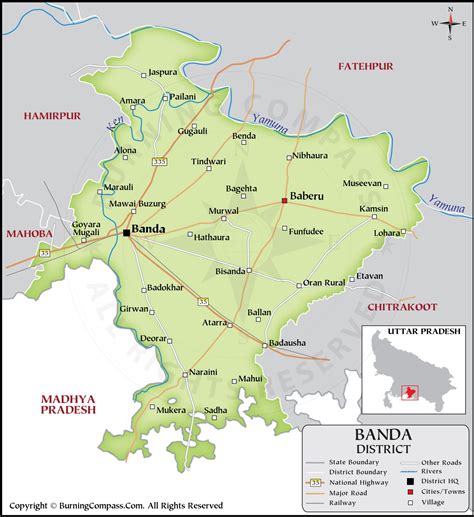 Banda District Map HD, District Map of Banda HD