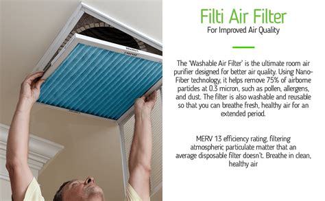 Amazon.com: Filti 20x25x1 Air Filter MERV 13, Washable Pleated HVAC Furnace Filters. 100% Made ...