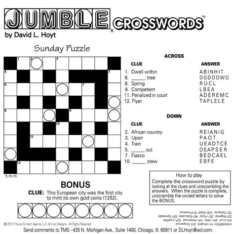 Printable Jumble Puzzles With Answers | Printable Crossword Puzzles