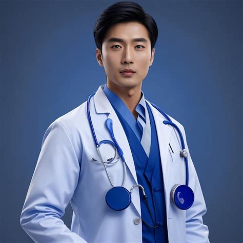 Premium AI Image | Asian Men Doctor Wear Blue Color Doctor Uniform