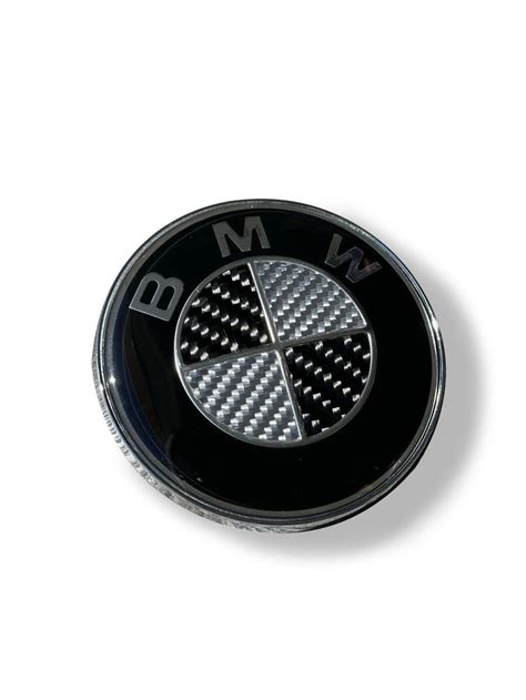 BMW Black Carbon Fiber Emblem Roundel Set for Hood Trunk & Wheel Cap ...