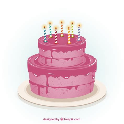 Free Vector | Pink birthday cake