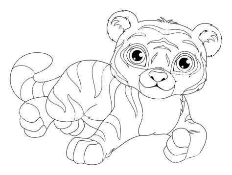 Cute Baby Tiger With Big Round Eyes Coloring Page Coloring Page Page ...