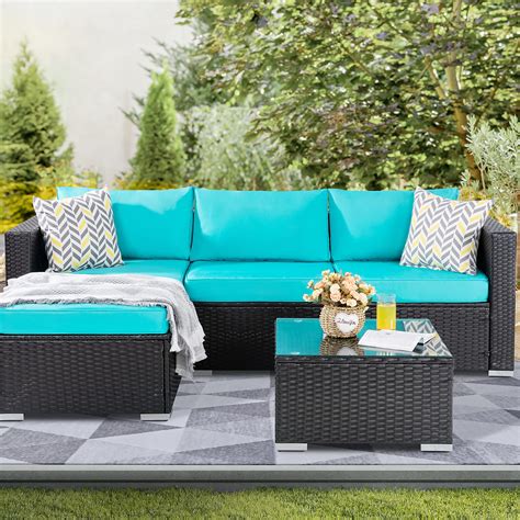 Snapklik.com : Shintenchi Outdoor Wicker Patio Sofa Set, Black All ...