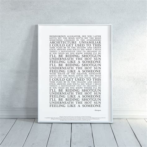 Shotgun Song Lyrics Print Official Licensed Print Poster - Etsy Denmark