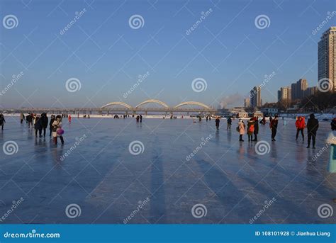 The Frozen Songhua River in Winter Editorial Stock Photo - Image of ...