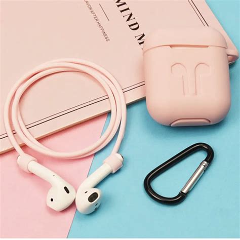 Silicone Cover For Airpods Protective Case Anti lost Wire Eartips Strap ...