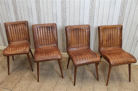 VINTAGE RETRO STYLE TAN LEATHER DINING KITCHEN RESTAURANT CHAIRS THE EPSOM | Dining chairs ...