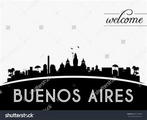 Buenos Aires Argentina Skyline Silhouette Black Stock Vector (Royalty ...