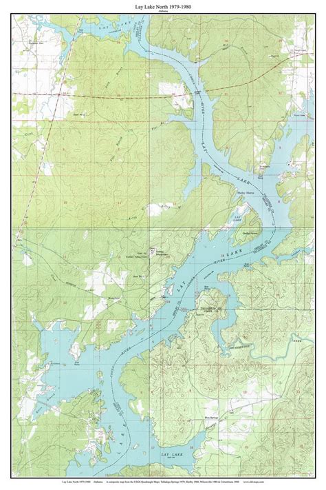 Lay Lake North 1979-1980 - Custom USGS Old Topo Map - Alabama - OLD MAPS