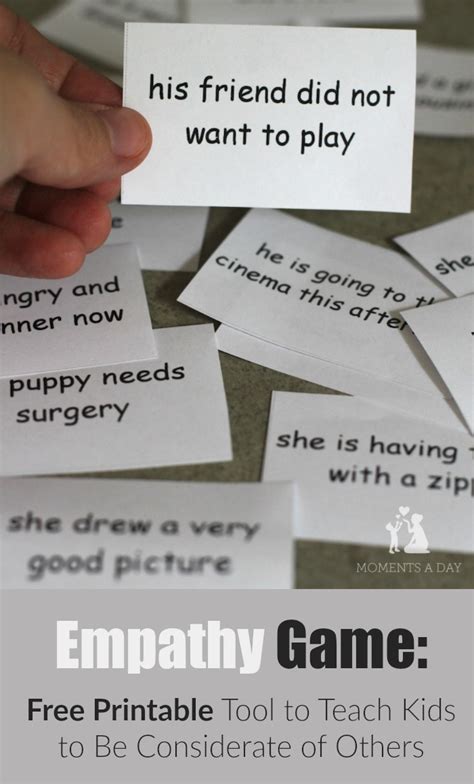 Empathy Game: A Tool to Teach Kids to Be Considerate {Free Printable} - Moments A Day