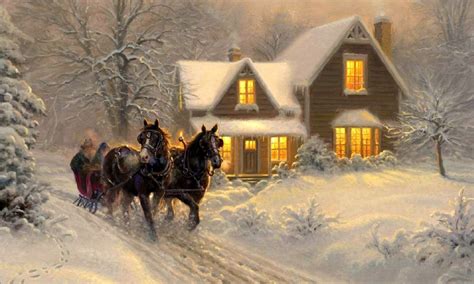 Sleigh Winter Home - Desktop Nexus Wallpapers | Winter scenes, Christmas scenery, Winter house