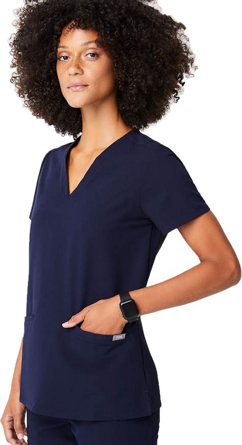 FIGS Medical Scrubs Women's Casma Three-Pocket Scrub top (Navy Blue, M ...