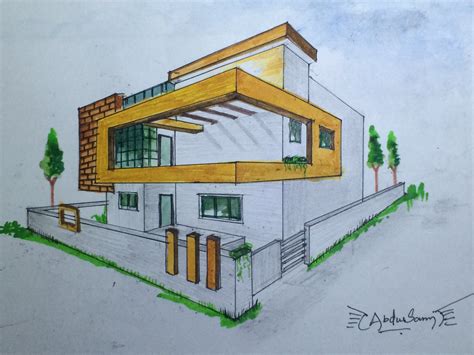 Modern House 2 Point Perspective Drawing Easy - myrissakrenzler