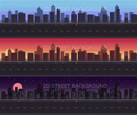 2D Street and Road Backgrounds Pack - Game Backgrounds