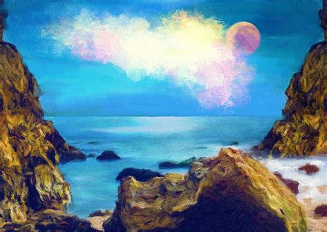 Moon and Sea Painting by ArtMarketJapan