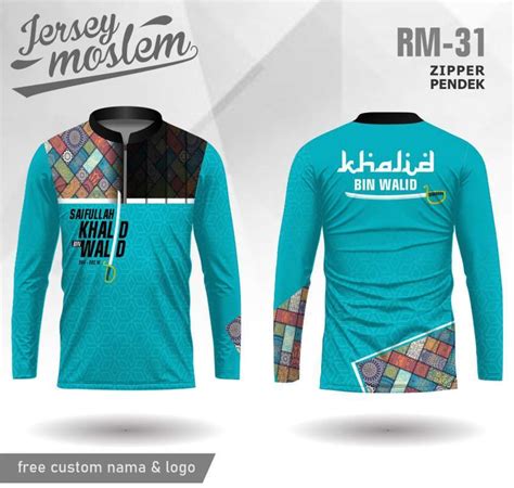 Promo Jersey Islami Baju Koko Lebaran Kaos Muslim Khalid Bin Walid Panjang - M Biru Diskon 56% ...