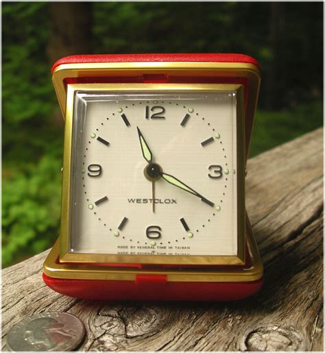 Vintage Westclox Travel Alarm Clock - Red Wind Up Time Piece - Folding Analog Bedside Clock ...