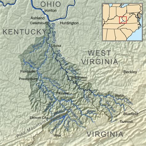 Big Sandy River Map | Hatfields and mccoys, Hatfield and mccoy feud, West virginia