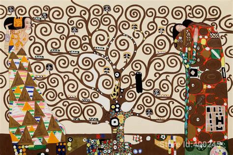 Famous Paintings by Gustav Klimt The Tree of Life Stoclet Frieze wall ...