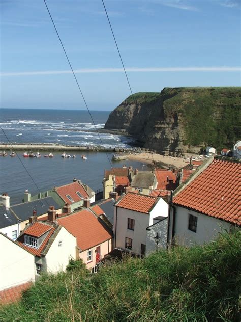 Staithes Beach - Photo "Rooftops and harbour, Staithes" :: British Beaches