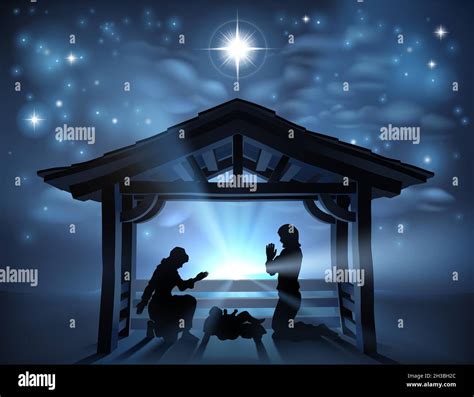 Christmas Nativity Scene Jesus Manger Silhouette Stock Vector Image & Art - Alamy