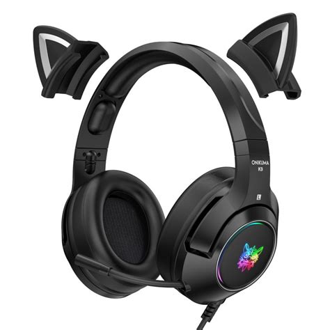 New K9 Black Demon Version Cat Ear Gaming Headphones With Mic RGB ...