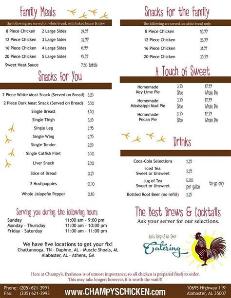 Menu of Champy's Fried Chicken in Alabaster, AL 35007