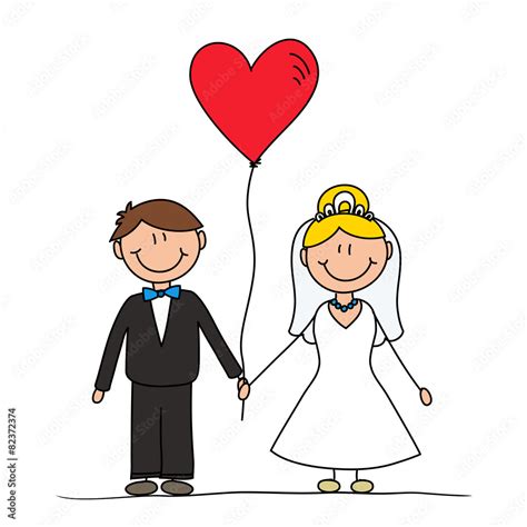 Married couple cartoon drawing, wedding invitation concept Stock Vector | Adobe Stock