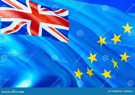 Tuvalu Flag. 3D Waving Flag Design. the National Symbol of Tuvalu, 3D Rendering Stock Photo ...