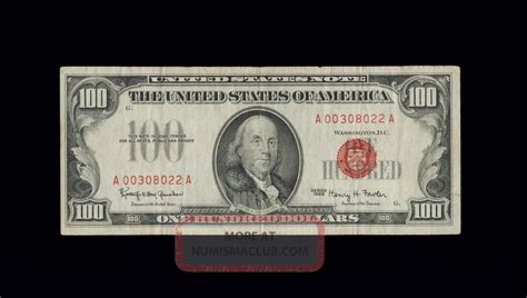 1966 $100 United States Note Red Seal (very Rare Currency) Birthday ...