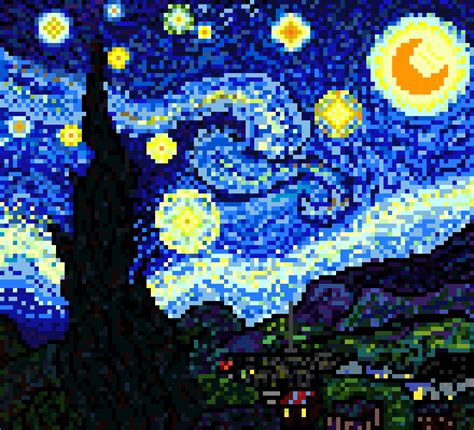 The Starry Night Pixel Art