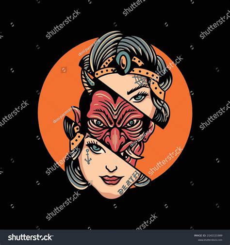 Devil Inside Tattoo Vector Design Stock Vector (Royalty Free) 2142121989 | Shutterstock