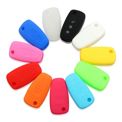 Silicone Rubber Key Fob Cover Case Set Skin For Ford Focus 3 ST Fiesta Ecosport Ranger Escape ...