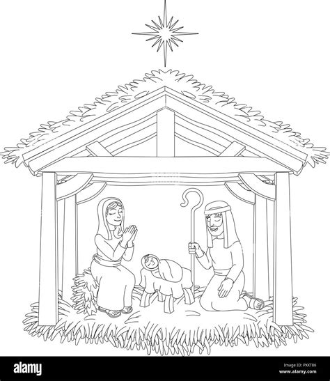 Nativity Scene Line Drawing