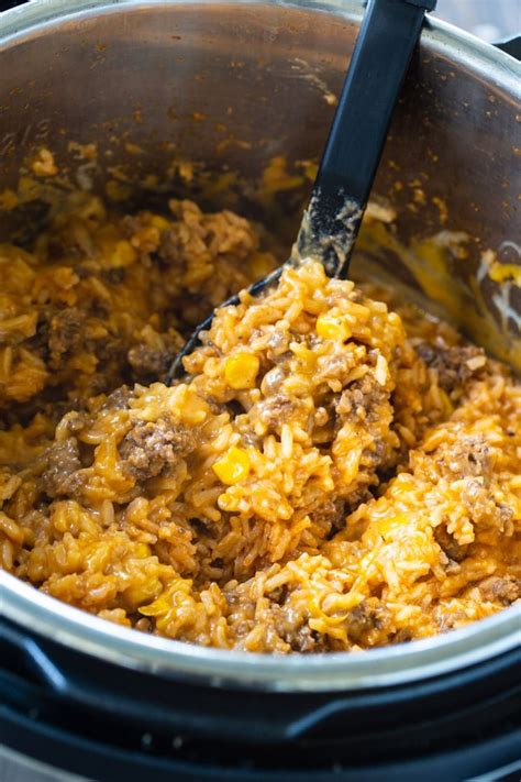 Instant Pot Cheesy Ground Beef and Rice - Spicy Southern Kitchen