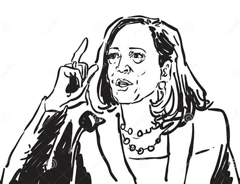 Kamala-Harris-Drawing-clip Art-black-and-white-illustration Editorial ...