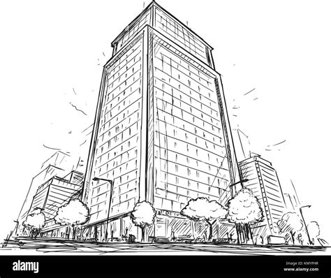 Cartoon vector architectural drawing sketch illustration of city Stock Vector Art & Illustration ...