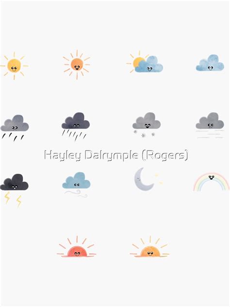 "Weather icon emoji sticker set" Sticker for Sale by HayleyDalrymple ...